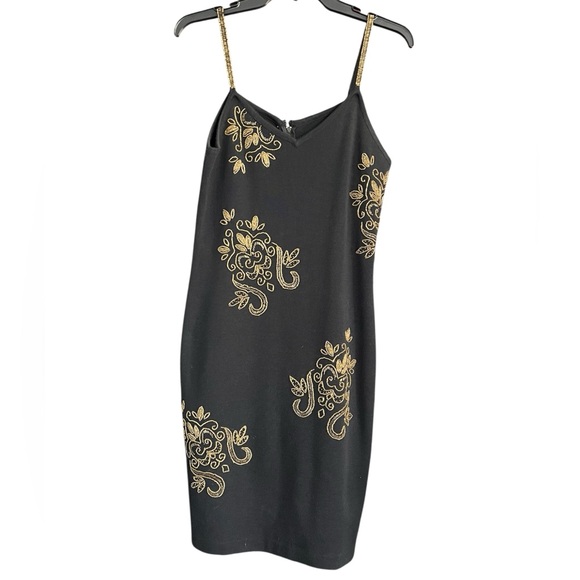 The Limited Dresses & Skirts - The Limited Y2K Wool Blend Beaded Cocktail Dress Black Gold size Medium
